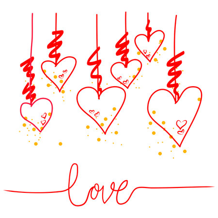 hand-draw love hearts mobile design for valentineのイラスト素材