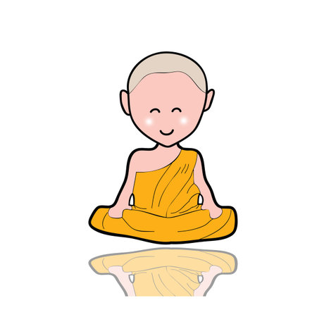hand-drawn cartoon character happy buddhist monk for religionのイラスト素材