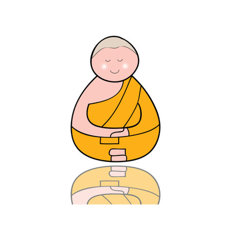 hand-drawn cartoon character happy buddhist monk for religionのイラスト素材