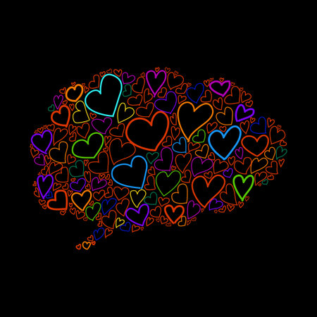 hand-drawn bubble cloud heart shaped thought design for valentineのイラスト素材