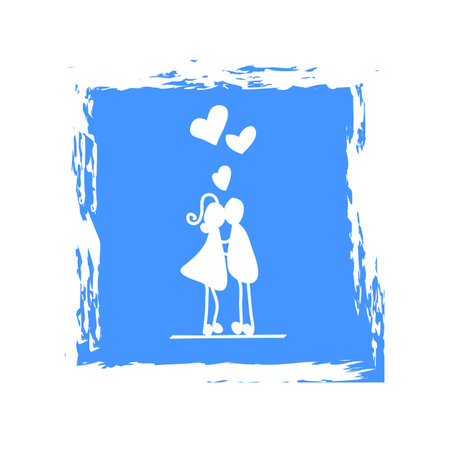 hand-drawn character love couple illustrationのイラスト素材
