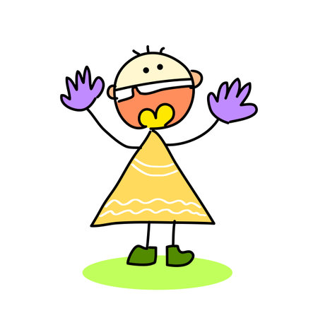 cartoon hand drawing emotion expressionのイラスト素材