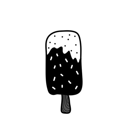 hand drawing ice cream in black and white styleのイラスト素材