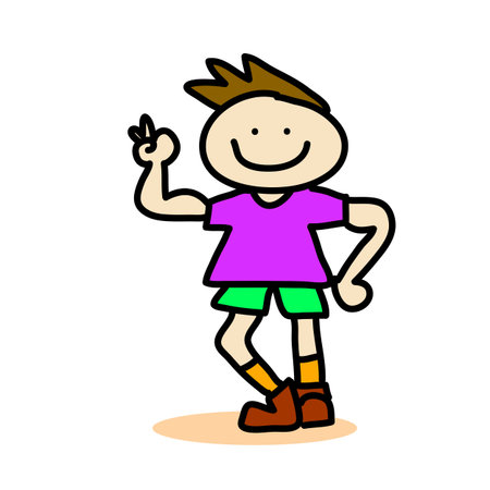 hand drawing cartoon character kidsのイラスト素材