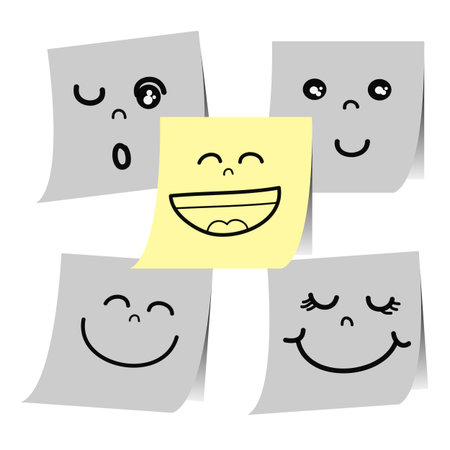 hand drawing cartoon on paper note stickers  