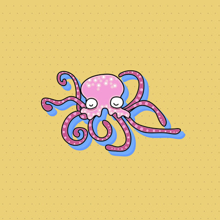 hand drawing cartoon funny octopus illustration