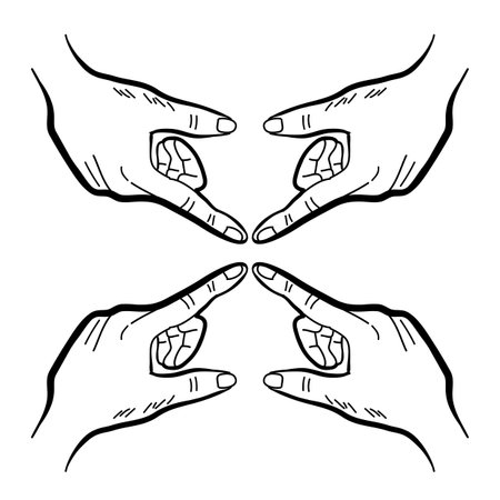 hand drawing hand direction setsのイラスト素材
