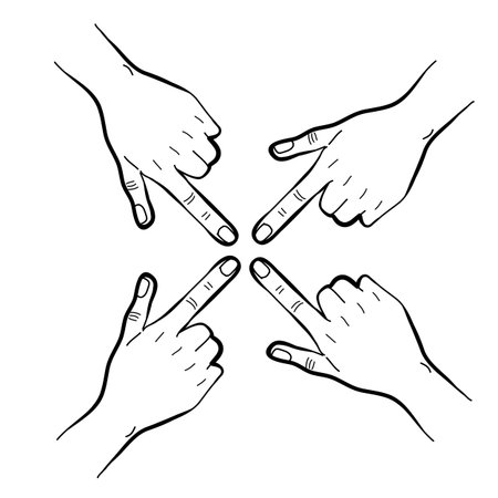 hand drawing hand direction setsのイラスト素材