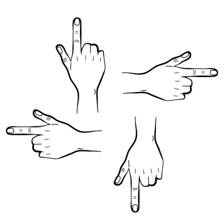 hand drawing hand direction setsのイラスト素材