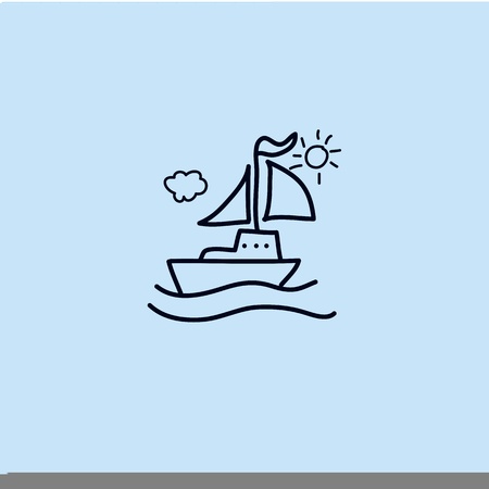 cartoon hand drawing imagination and creativity sailingのイラスト素材
