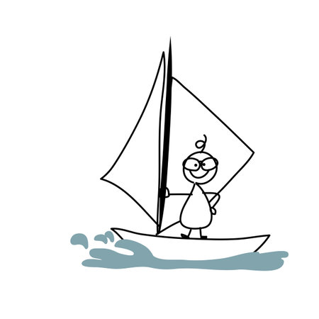 cartoon hand drawing imagination and creativity sailingのイラスト素材