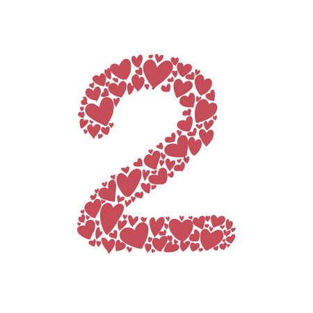hand drawing number with heart shape characterのイラスト素材