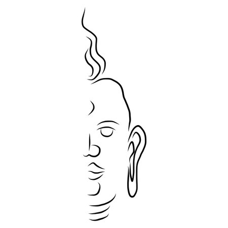 hand drawing design element buddha faceのイラスト素材