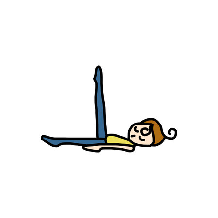 hand drawing cartoon character woman practicing yoga for designのイラスト素材