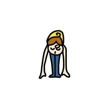 hand drawing cartoon character woman practicing yoga for designのイラスト素材