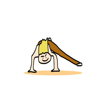 hand drawing cartoon character man practicing yoga for designのイラスト素材