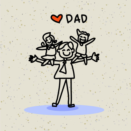 hand drawing cartoon character happy familyのイラスト素材