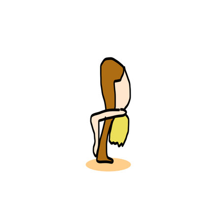 hand drawing cartoon character man practicing yoga for designのイラスト素材