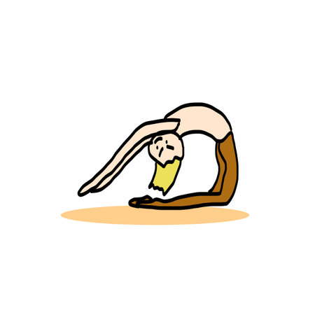 hand drawing cartoon character man practicing yoga for designのイラスト素材