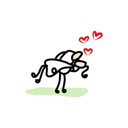 hand drawing cartoon love characterのイラスト素材