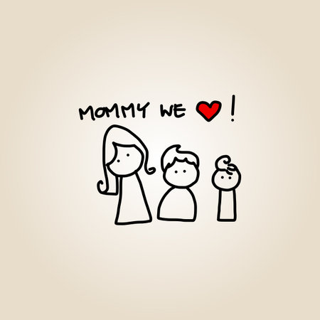 hand drawing cartoon character happy familyのイラスト素材