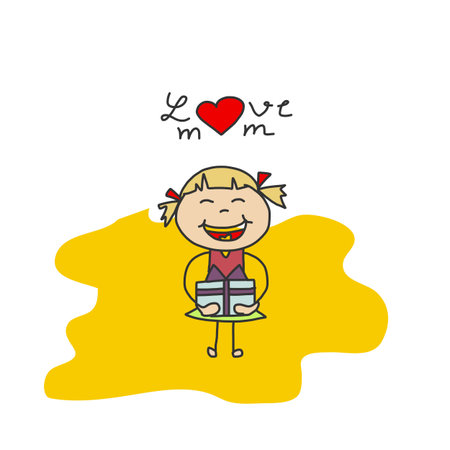 hand drawing cartoon character happy familyのイラスト素材