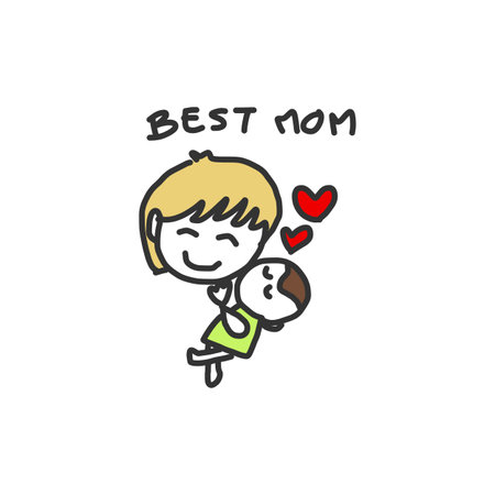 hand drawing cartoon character happy familyのイラスト素材