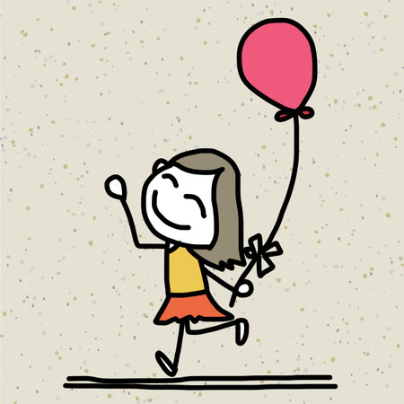 hand drawing cartoon happy kids playingのイラスト素材