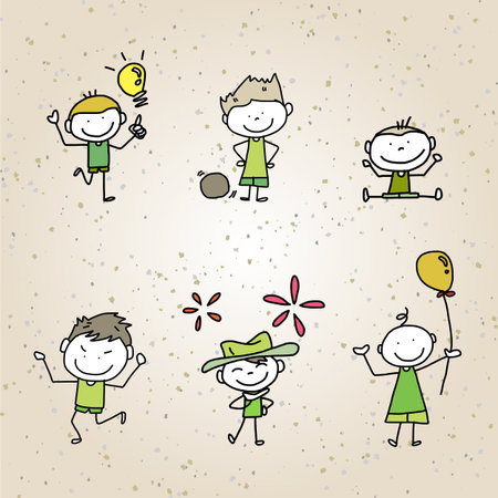 hand drawing cartoon happy kids playing
のイラスト素材