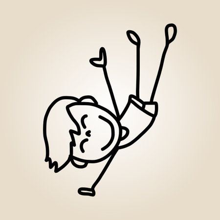 hand drawing cartoon happy kids playingのイラスト素材