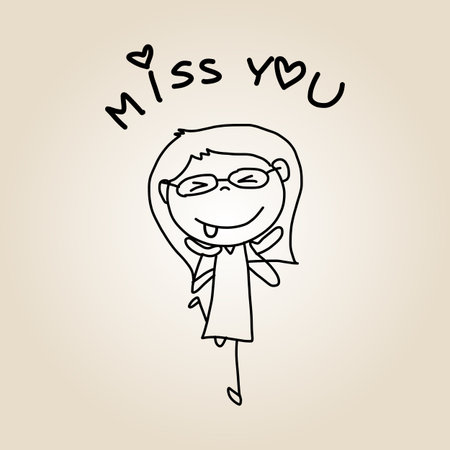 hand drawing cartoon character happy peopleのイラスト素材