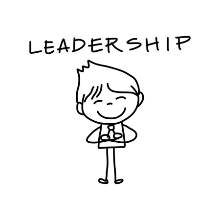 hand drawing cartoon character happy business personのイラスト素材