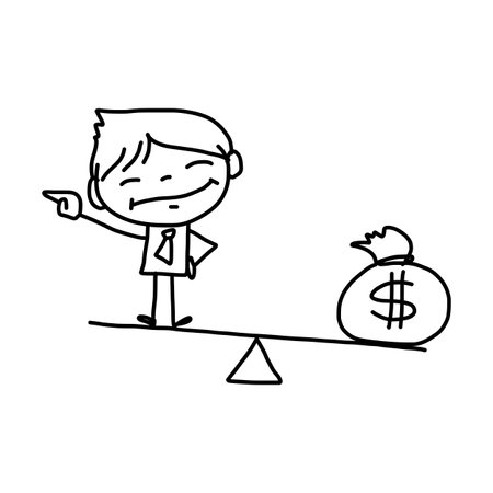 hand drawing cartoon character happy business personのイラスト素材
