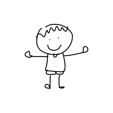 hand drawing cartoon character happinessのイラスト素材