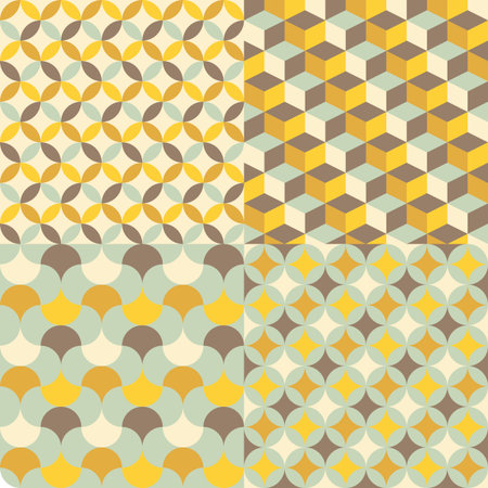 set of abstract retro geometric pattern for designのイラスト素材