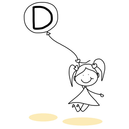 hand drawing cartoon character happiness alphabetのイラスト素材