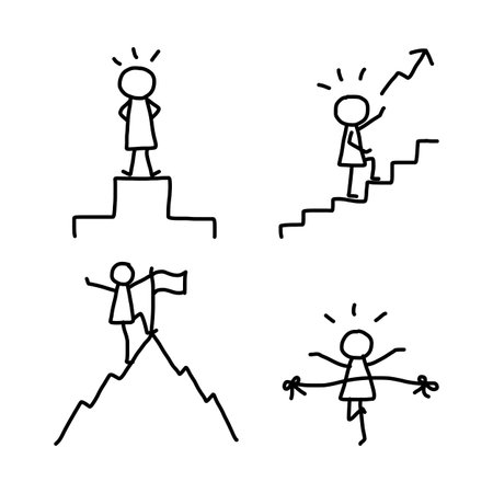 hand drawing cartoon business iconsのイラスト素材