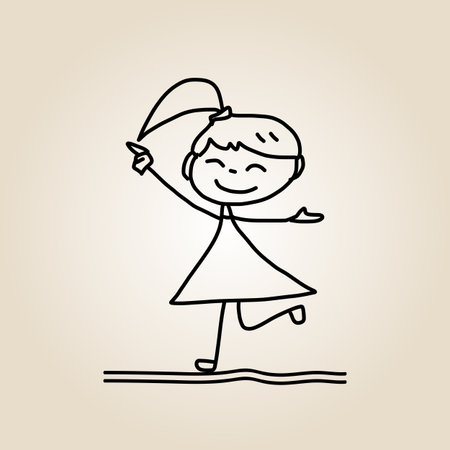 hand drawing cartoon happy kidsのイラスト素材