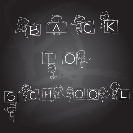 hand drawing cartoon character happy kids and positive wordsのイラスト素材