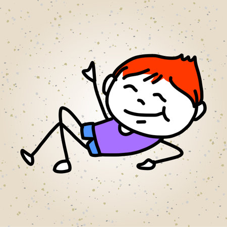 hand drawing cartoon character happy kids playingのイラスト素材