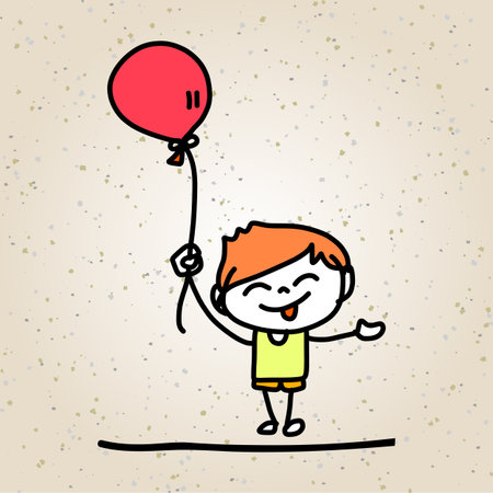 hand drawing cartoon character abstract happy kidsのイラスト素材
