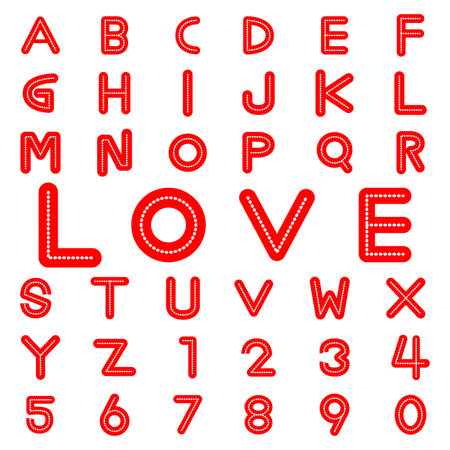 Alphabet fonts and numbers for valentine illustration eps 10のイラスト素材