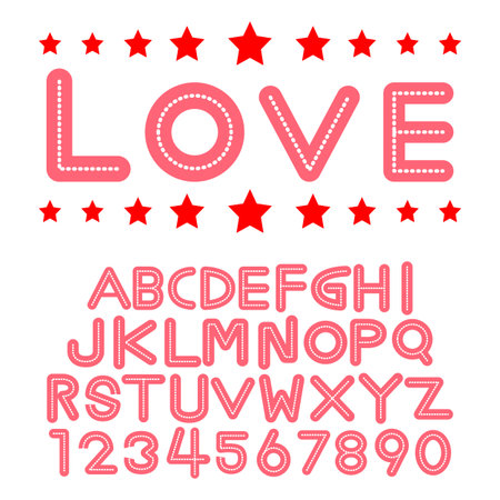 Alphabet fonts and numbers for valentine のイラスト素材