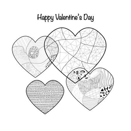 abstract pattern heart illustration in zentangle style eps 10のイラスト素材