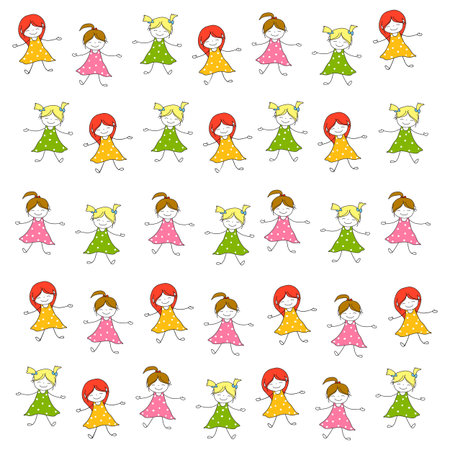 hand drawing cartoon character happy kids illustrationのイラスト素材