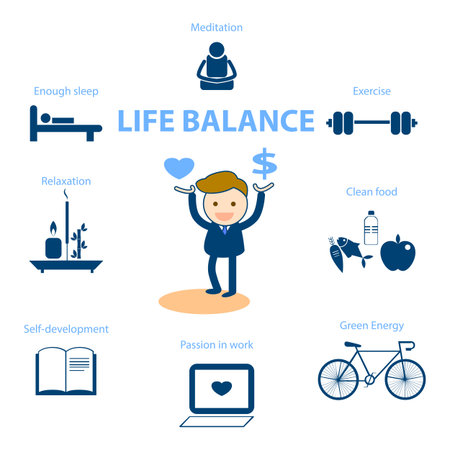 well being concept illustration for life balanceのイラスト素材