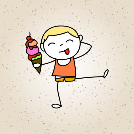 hand drawing cartoon character abstract concept happy kidsのイラスト素材