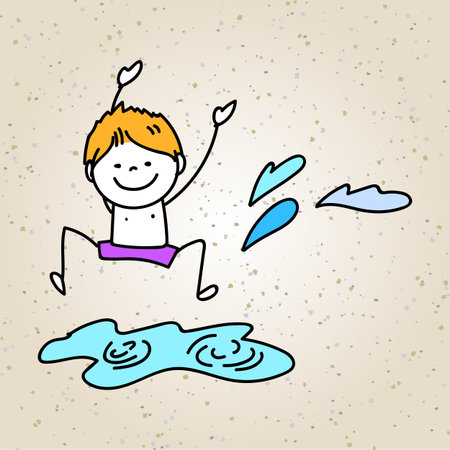 hand drawing cartoon character abstract concept happy kidsのイラスト素材