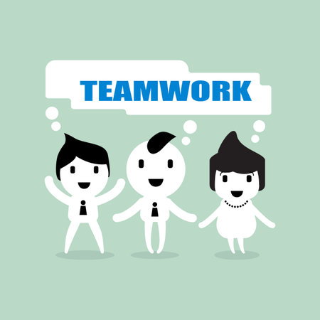 teamwork team collaboration cartoon concept in business vector illustrationのイラスト素材