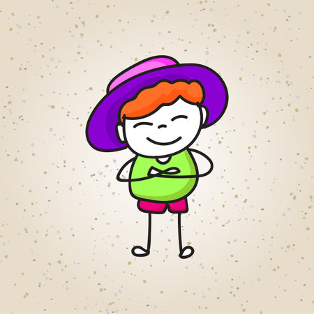hand drawing happy kids cartoon vectorのイラスト素材